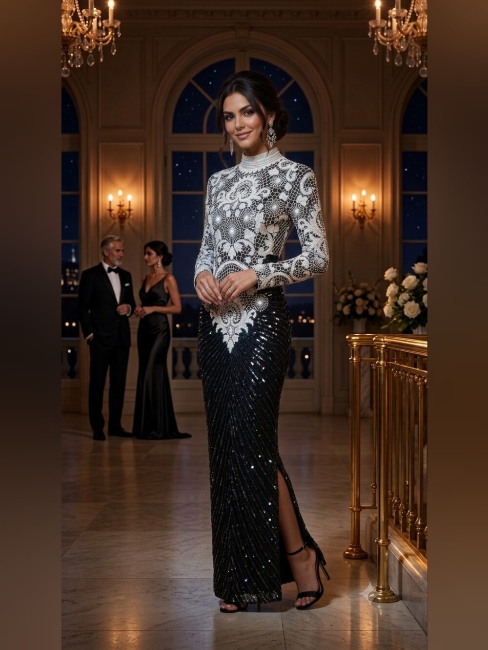 Vintage Naeem Khan For Lillie Rubin Riazee Nights Silk Embellished Evening Gown - Picture 3 of 14